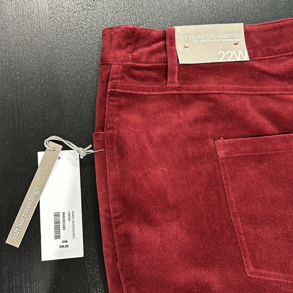 Soft Surroundings Blakely Velveteen Pants in Cabernet Red Color - 22W - Picture 9 of 11